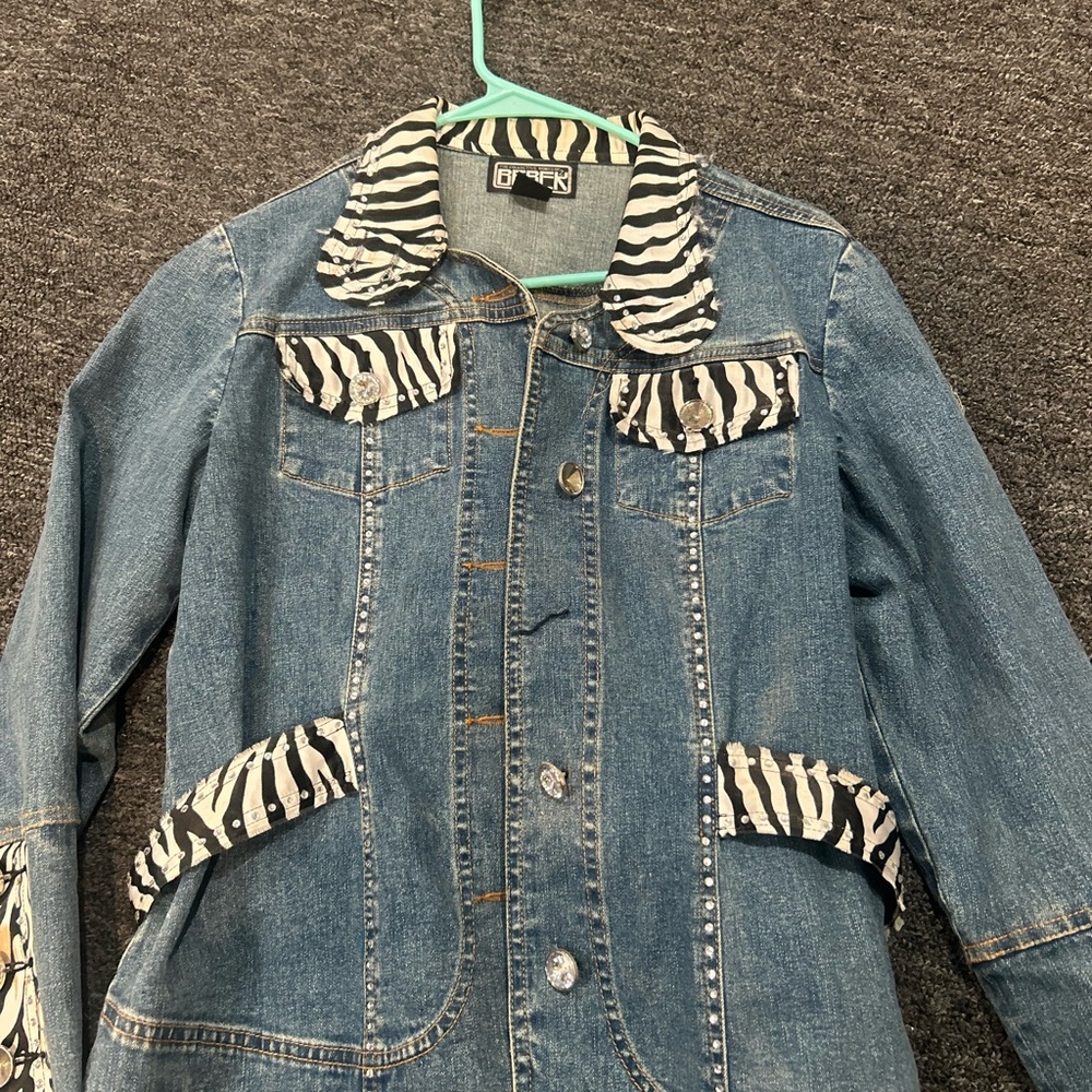 Berek Jean Jacket Blue and Black with Zebra Print